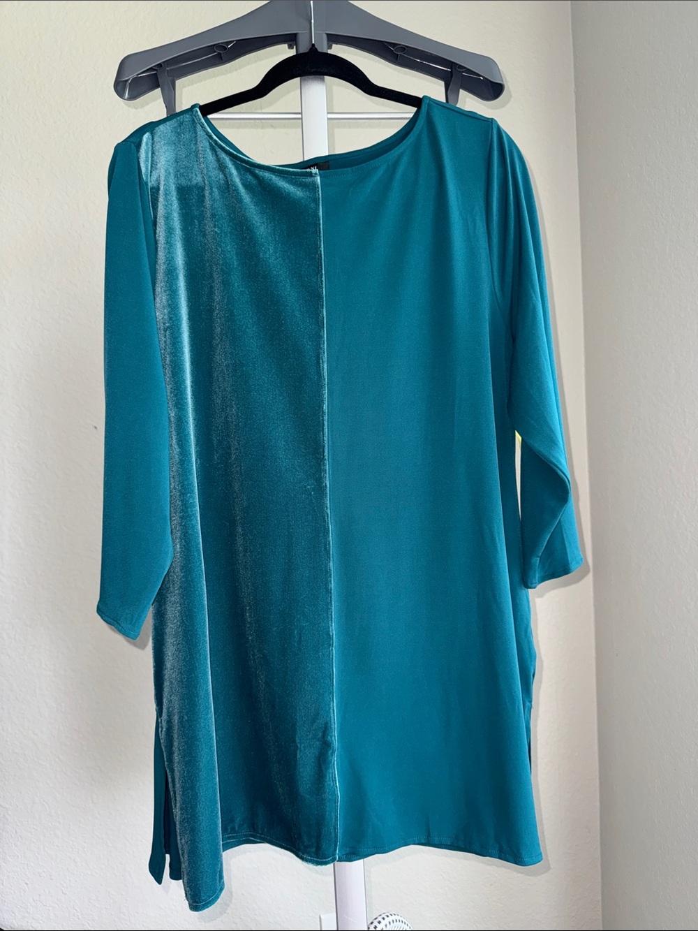 ALFANI Teal Two-Tone Tunic Top